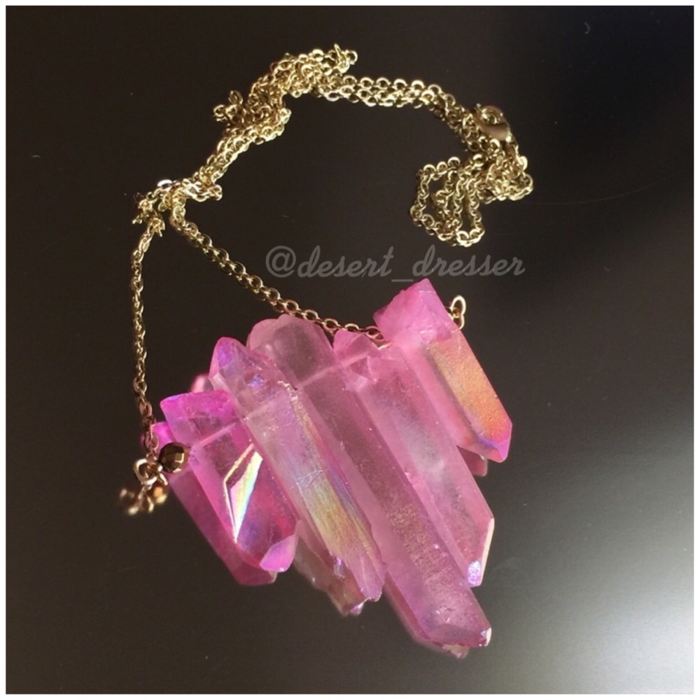 ➖LAST➖Pink Aura Quartz Boho Necklace💕 - Picture 5 of 7